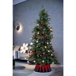 Northlight 25 In. Red And Green Fabric Drum With White Trim Christmas Tree Collar -The Home Depot Shop northlight christmas tree collars 35688222 fa 1000