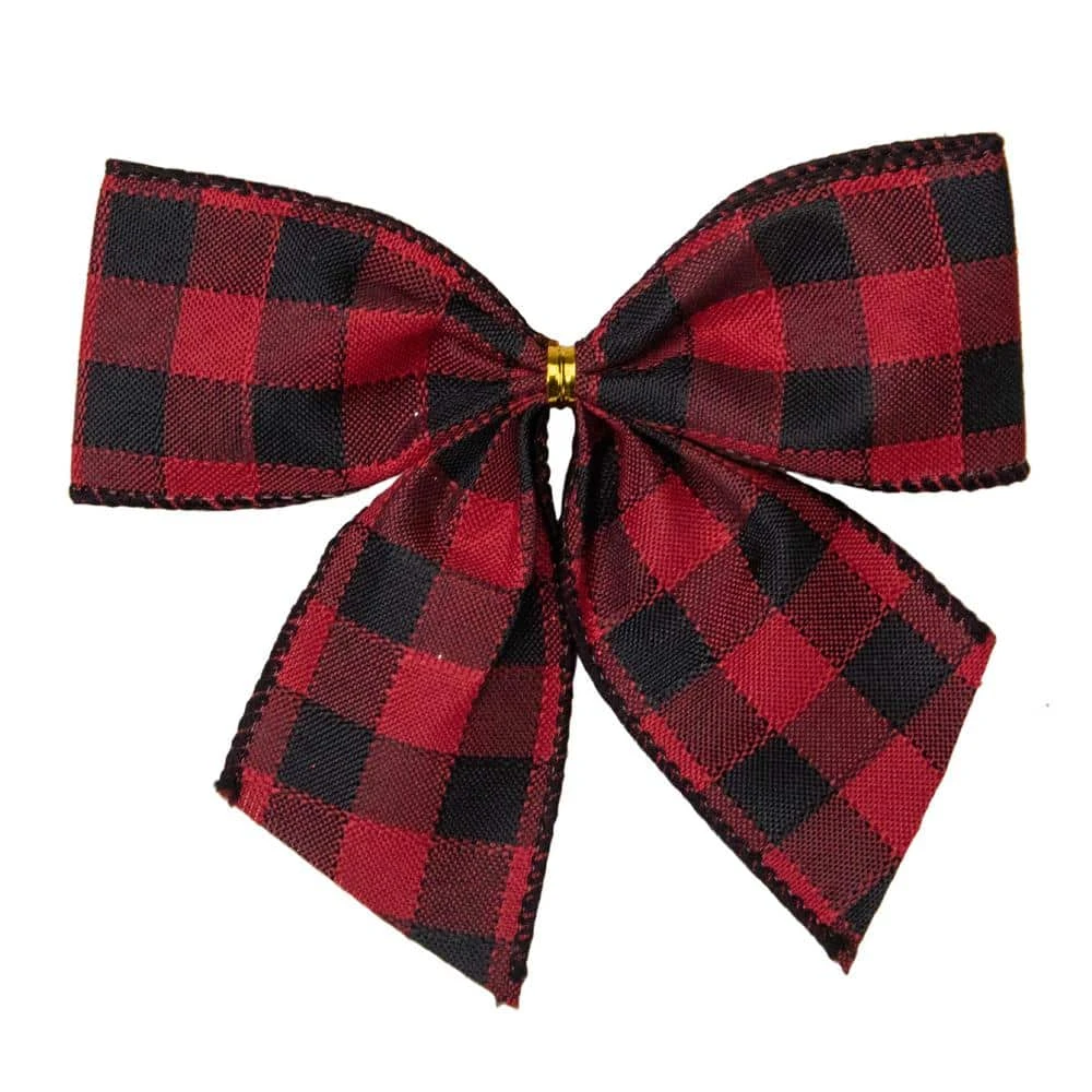 Northlight 5.5 In. Buffalo Plaid And Burlap 2 Loop Christmas Bow Decorations (6-Pack) 3 Northlight 5.5 In. Buffalo Plaid And Burlap 2 Loop Christmas Bow Decorations (6-Pack) - Image 3
