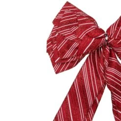 Northlight 48in. X 10in. Red And White Striped 16 Loop Christmas Bow Decoration -The Home Depot Shop northlight christmas tree ribbon 34676949 4f 1000