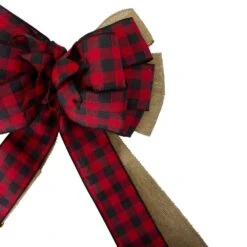 Northlight 48in. X 10in. Burlap And Buffalo Plaid 16 Loop Christmas Bow Decoration 7 Northlight 48in. X 10in. Burlap And Buffalo Plaid 16 Loop Christmas Bow Decoration -The Home Depot Shop northlight christmas tree ribbon 34676974 4f 1000