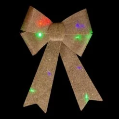 Northlight 11 In. W LED Lighted Brown Burlap Christmas Bow Decoration With Color Changing Lights -The Home Depot Shop northlight christmas tree ribbon 34902106 4f 1000