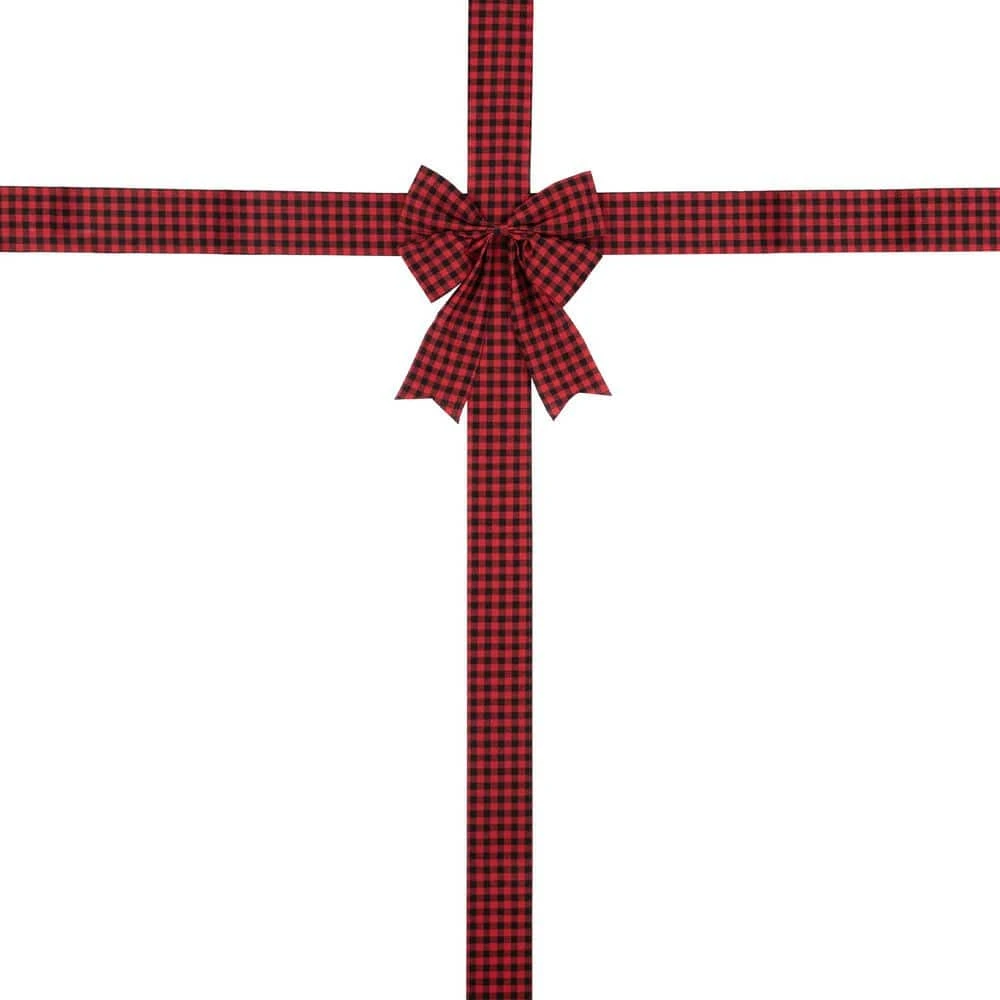 Northlight 14' Red Buffalo Plaid Christmas Ribbon Door Bow 3 Northlight 14' Red Buffalo Plaid Christmas Ribbon Door Bow - Image 3
