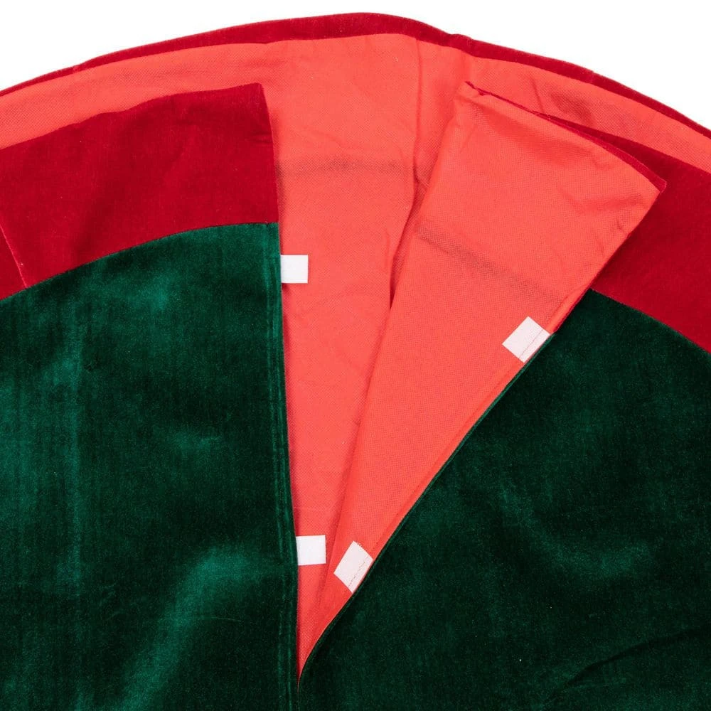 Northlight 48 In. Dark Green And Burgundy Holly Berry Velveteen Christmas Tree Skirt 4 Northlight 48 In. Dark Green And Burgundy Holly Berry Velveteen Christmas Tree Skirt - Image 4