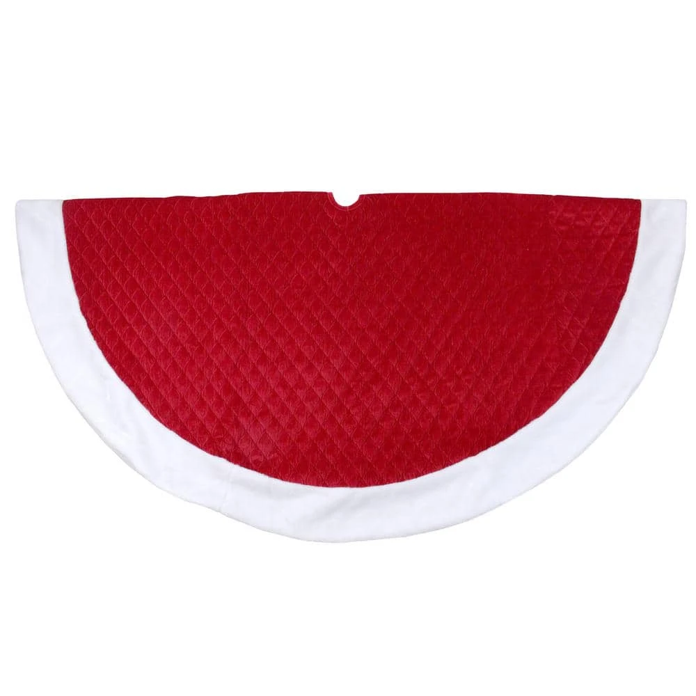 Northlight 72 In. Red And White Quilted Christmas Tree Skirt With Faux Fur Trim 1 Northlight 72 In. Red And White Quilted Christmas Tree Skirt With Faux Fur Trim