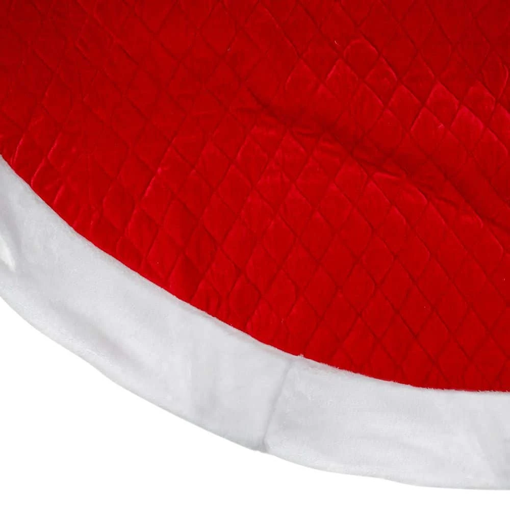 Northlight 72 In. Red And White Quilted Christmas Tree Skirt With Faux Fur Trim 2 Northlight 72 In. Red And White Quilted Christmas Tree Skirt With Faux Fur Trim - Image 2