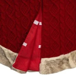 Northlight Cable Knit Christmas Tree Skirt With Faux Fur Trim-48in.-Red -The Home Depot Shop northlight christmas tree skirts 35766663 1f 1000