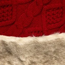 Northlight Cable Knit Christmas Tree Skirt With Faux Fur Trim-48in.-Red -The Home Depot Shop northlight christmas tree skirts 35766663 fa 1000
