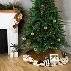 Northlight Corduroy Christmas Tree Skirt With Faux Fur Trim-48in.-Brown -The Home Depot Shop northlight christmas tree skirts 35766665 31 1000