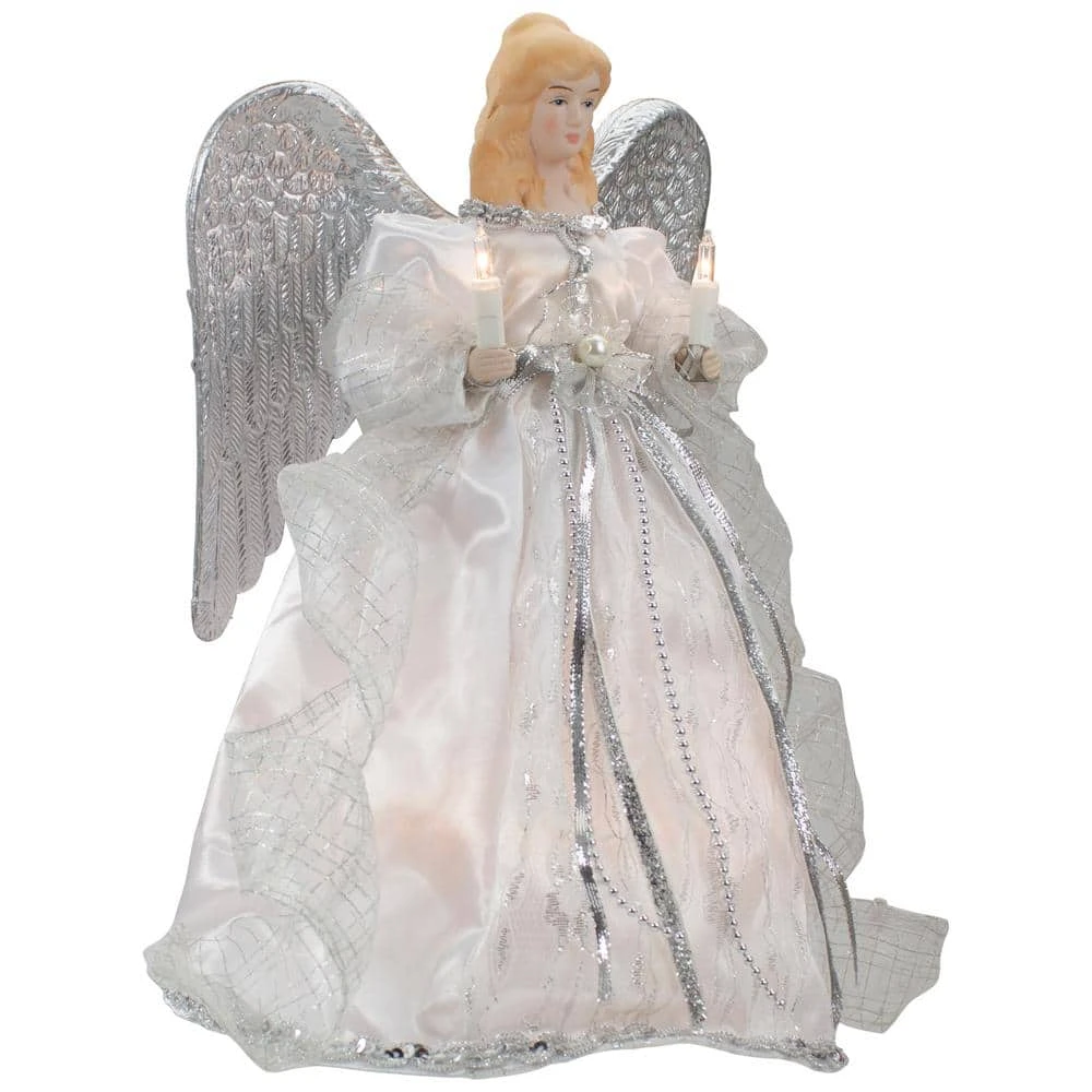 Northlight 12 In. Lighted White And Silver Angel With Wings Christmas Tree Topper - Clear Lights 2 Northlight 12 In. Lighted White And Silver Angel With Wings Christmas Tree Topper - Clear Lights - Image 2