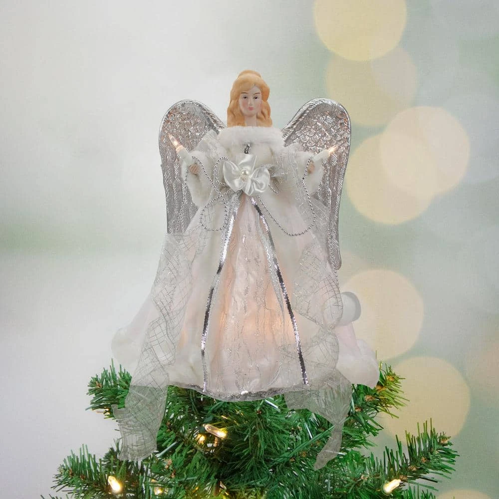 Northlight 12 In. Lighted Silver And White Angel With Wings Christmas Tree Topper - Clear Lights 5 Northlight 12 In. Lighted Silver And White Angel With Wings Christmas Tree Topper - Clear Lights - Image 5