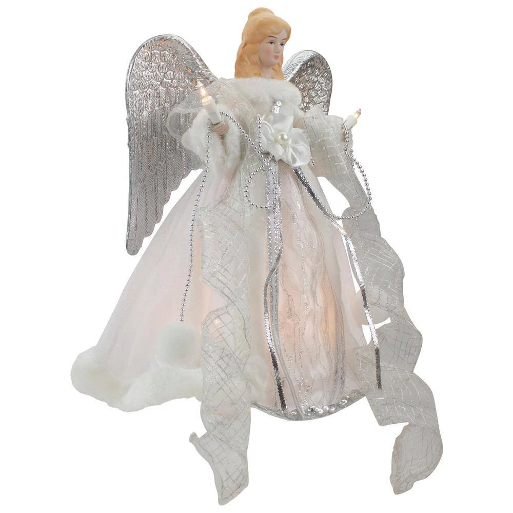 Northlight 12 In. Lighted Silver And White Angel With Wings Christmas Tree Topper - Clear Lights 2 Northlight 12 In. Lighted Silver And White Angel With Wings Christmas Tree Topper - Clear Lights - Image 2