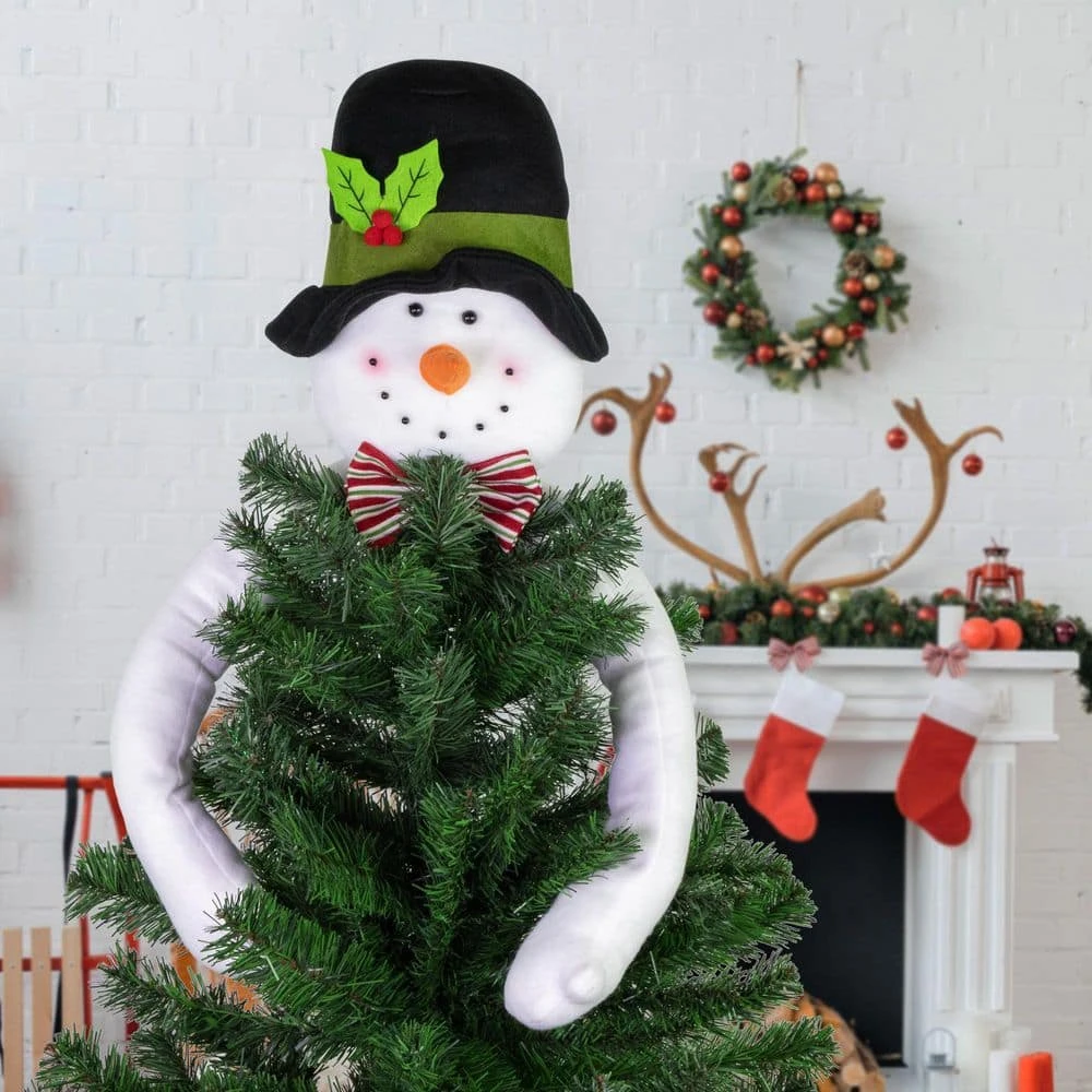Northlight 25 In. Plush Snowman Christmas Tree Topper Unlit 2 Northlight 25 In. Plush Snowman Christmas Tree Topper Unlit - Image 2