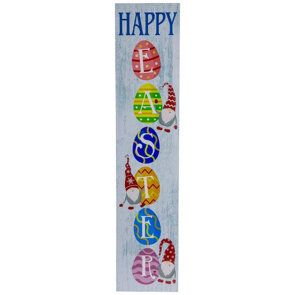 Northlight 35 .75 In. Happy Easter Gnomes And Eggs Spring Porch Board Sign Decoration 1 Northlight 35 .75 In. Happy Easter Gnomes And Eggs Spring Porch Board Sign Decoration