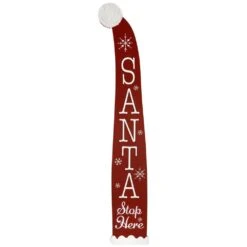 Northlight Santa Stop Here Christmas Hat Porch Sign - 35 In.