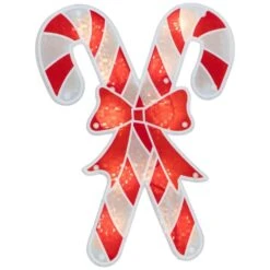Northlight 12 In. Lighted Red And White Holographic Candy Cane Christmas Window Silhouette Decor -The Home Depot Shop northlight christmas window decorations 32913609 1f 1000