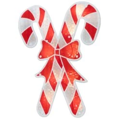 Northlight 12 In. Lighted Red And White Holographic Candy Cane Christmas Window Silhouette Decor -The Home Depot Shop northlight christmas window decorations 32913609 44 1000