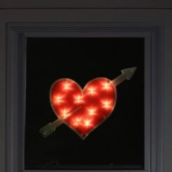 Northlight 11 In. H X 18 In. L Lighted Red Heart With Arrow Valentine's Day Window Silhouette Decoration -The Home Depot Shop northlight christmas window decorations 34175089 31 1000