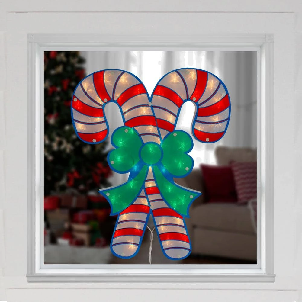 Northlight 18.5 In. Lighted Double Candy Cane Christmas Window Silhouette 8 Northlight 18.5 In. Lighted Double Candy Cane Christmas Window Silhouette - Image 8