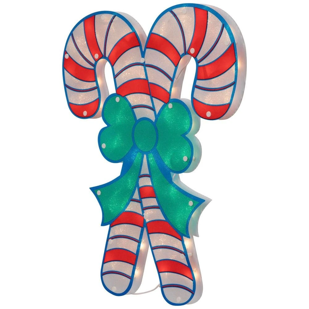 Northlight 18.5 In. Lighted Double Candy Cane Christmas Window Silhouette 5 Northlight 18.5 In. Lighted Double Candy Cane Christmas Window Silhouette - Image 5