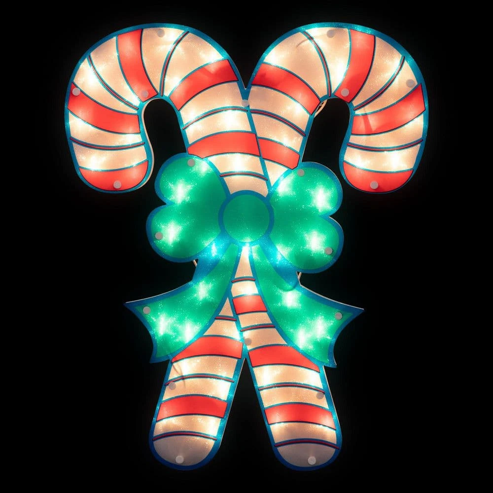 Northlight 18.5 In. Lighted Double Candy Cane Christmas Window Silhouette 3 Northlight 18.5 In. Lighted Double Candy Cane Christmas Window Silhouette - Image 3