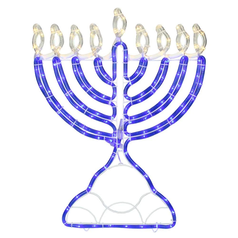 Northlight 23 In. Warm White LED Rope 156-Light Menorah Commercial Hanukkah Decoration 1 Northlight 23 In. Warm White LED Rope 156-Light Menorah Commercial Hanukkah Decoration