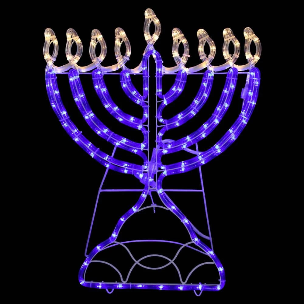 Northlight 23 In. Warm White LED Rope 156-Light Menorah Commercial Hanukkah Decoration 2 Northlight 23 In. Warm White LED Rope 156-Light Menorah Commercial Hanukkah Decoration - Image 2