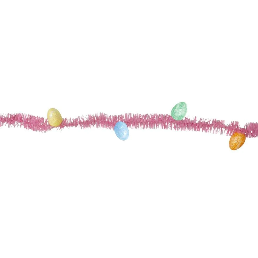 Northlight 300 In. Pink Unlit Spring Tinsel Garland With Easter Eggs 2 Northlight 300 In. Pink Unlit Spring Tinsel Garland With Easter Eggs - Image 2