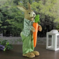Northlight 19 In. Spring Sisal Standing Bunny Rabbit Figure With Carrot -The Home Depot Shop northlight easter decorations 32784856 4f 1000