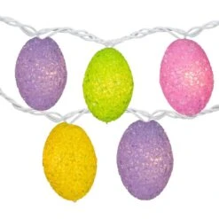 Northlight Set Of 10 Clear Incandescent Light Pastel Colored Easter Egg Spring Holiday Lights With White Wire