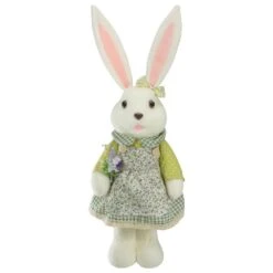 Northlight 20 In. White And Green Standing Girl Rabbit Easter Figure