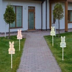 Northlight Plaid Pastel Bunny Easter Pathway Marker Lawn Stakes Clear Lights (4-Count) -The Home Depot Shop northlight easter decorations 35128598 31 1000