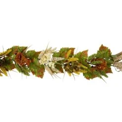Northlight 5 Ft. X 10 In. Flowers With Wheat Artificial Fall Harvest Garland Unlit -The Home Depot Shop northlight fall garlands 34868423 44 1000