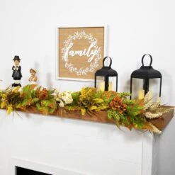 Northlight 5 Ft. X 10 In. Flowers With Wheat Artificial Fall Harvest Garland Unlit -The Home Depot Shop northlight fall garlands 34868423 4f 1000