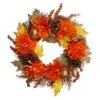 Northlight 22 In. X 5 In. Unlit Autumn Harvest Orange Cactus Mums Wreath With Brown Acorns Artificial Grapevine