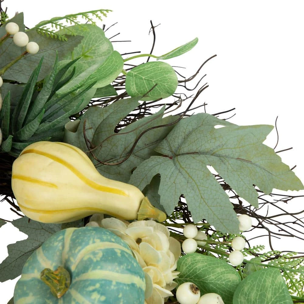 Northlight 22 In. Green And White Unlit Pumpkins And Berries Fall Harvest Artificial Wreath 2 Northlight 22 In. Green And White Unlit Pumpkins And Berries Fall Harvest Artificial Wreath - Image 2