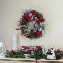 Northlight 24 In. Red Unlit Plaid And Houndstooth And Red Berries Artificial Christmas Wreath 7 Northlight 24 In. Red Unlit Plaid And Houndstooth And Red Berries Artificial Christmas Wreath -The Home Depot Shop northlight fall wreaths 34317255 31 1000