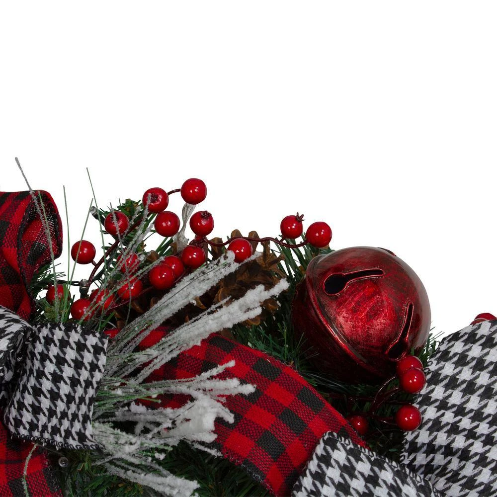 Northlight 24 In. Red Unlit Plaid And Houndstooth And Red Berries Artificial Christmas Wreath 2 Northlight 24 In. Red Unlit Plaid And Houndstooth And Red Berries Artificial Christmas Wreath - Image 2