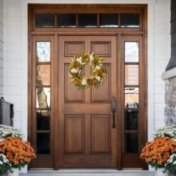 Northlight 28 In. Unlit White And Orange Hydrangea Artificial Fall Harvest Twig Wreath -The Home Depot Shop northlight fall wreaths 34868418 31 1000
