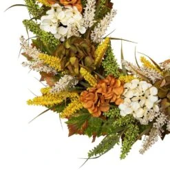 Northlight 28 In. Unlit White And Orange Hydrangea Artificial Fall Harvest Twig Wreath -The Home Depot Shop northlight fall wreaths 34868418 44 1000