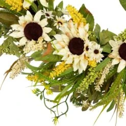 Northlight 24 In. Beige Sunflowers Artificial Fall Harvest Wreath -The Home Depot Shop northlight fall wreaths 34868419 44 1000