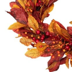 Northlight 24 In. Red Unlit Berries With Leaves Artificial Harvest Wreath -The Home Depot Shop northlight fall wreaths 34868442 44 1000