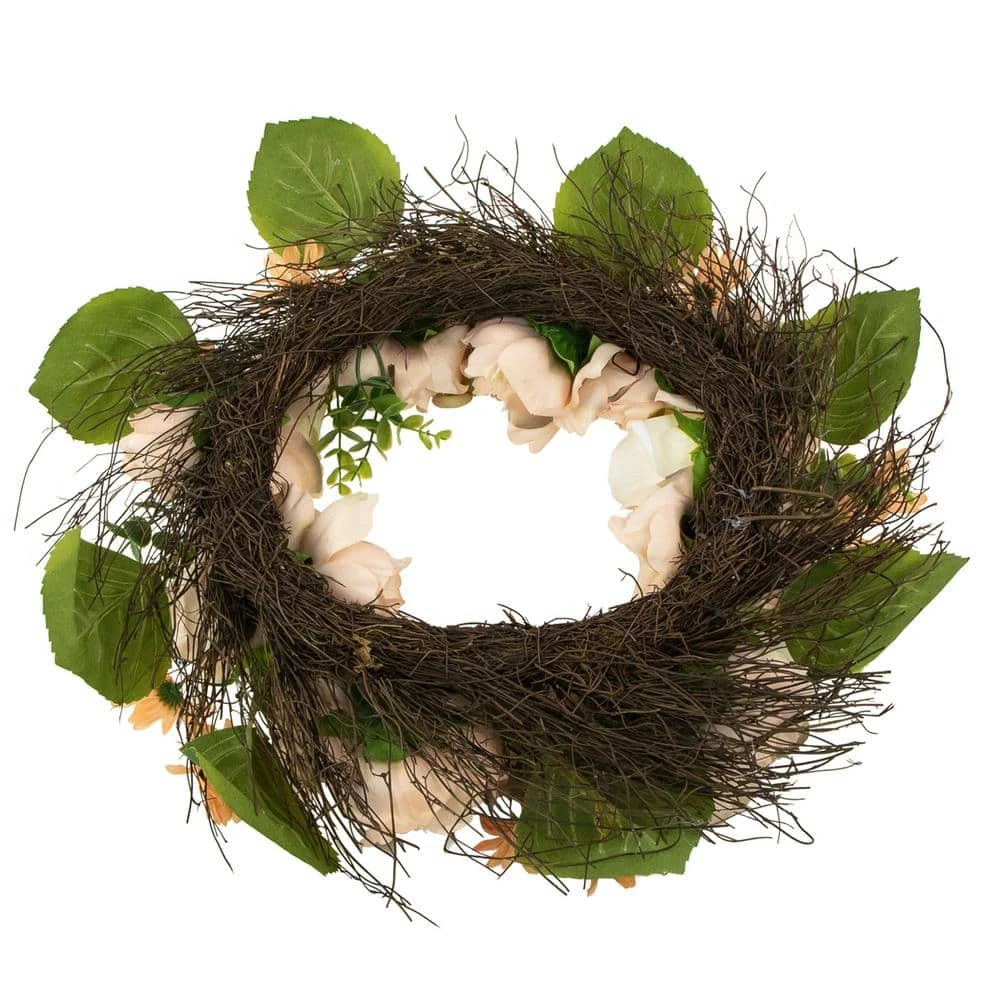 Northlight 22 In. Peach And White Floral Fall Harvest Artificial Wreath 4 Northlight 22 In. Peach And White Floral Fall Harvest Artificial Wreath - Image 4