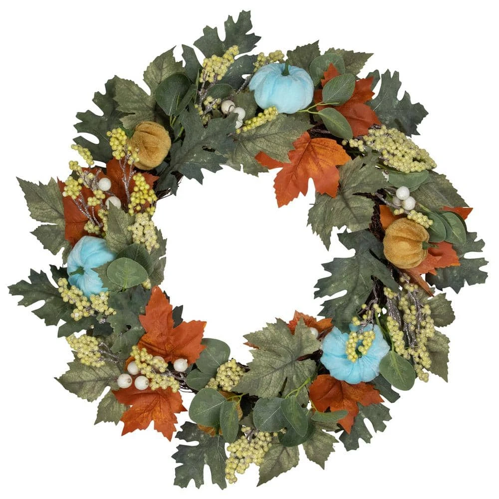 Northlight 22 In. Green And Orange Foliage And Gourds Thanksgiving Artificial Wreath 1 Northlight 22 In. Green And Orange Foliage And Gourds Thanksgiving Artificial Wreath