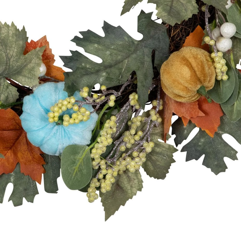 Northlight 22 In. Green And Orange Foliage And Gourds Thanksgiving Artificial Wreath 2 Northlight 22 In. Green And Orange Foliage And Gourds Thanksgiving Artificial Wreath - Image 2