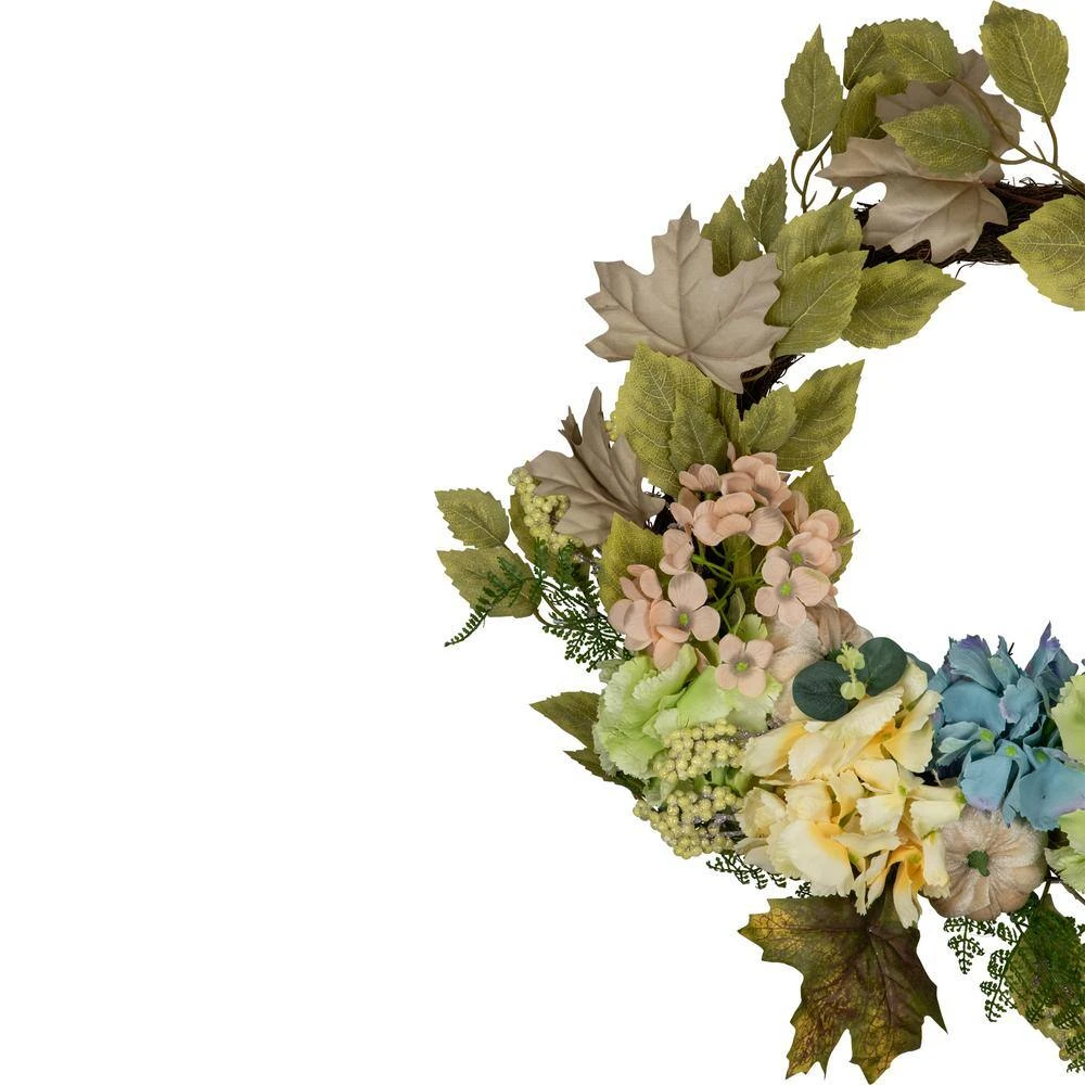 Northlight 22 In. Green And Blue Floral And Gourds Thanksgiving Artificial Wreath 3 Northlight 22 In. Green And Blue Floral And Gourds Thanksgiving Artificial Wreath - Image 3