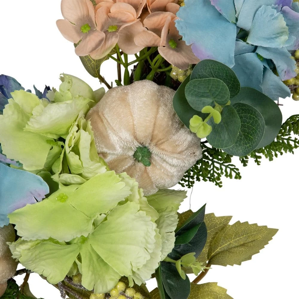 Northlight 22 In. Green And Blue Floral And Gourds Thanksgiving Artificial Wreath 2 Northlight 22 In. Green And Blue Floral And Gourds Thanksgiving Artificial Wreath - Image 2