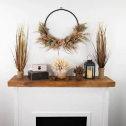 Northlight 24 In. Unlit Fall Harvest Pale Rose And Thistle With Foliage Artificial Wreath -The Home Depot Shop northlight fall wreaths 35688254 4f 1000