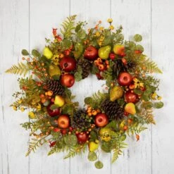 Northlight Apples And Pears Artificial Fall Harvest Wreath - 26 In. - Unlit -The Home Depot Shop northlight fall wreaths 35762344 1f 1000