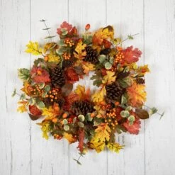 Northlight 26 In. Unlit Berries And Pinecones Artificial Fall Harvest Wreath -The Home Depot Shop northlight fall wreaths 35762345 1f 1000