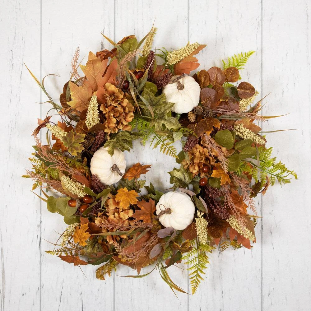 Northlight 26 In. Unlit Pumpkins And Leaves Artificial Fall Harvest Wreath 4 Northlight 26 In. Unlit Pumpkins And Leaves Artificial Fall Harvest Wreath - Image 4